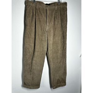Bill Blass Black Label Casuals Cuffed Slacks Brown Corduroy Pants Mens 38W/29L
